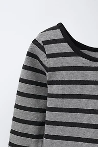 SPARKLY STRIPED RIBBED DRESS
