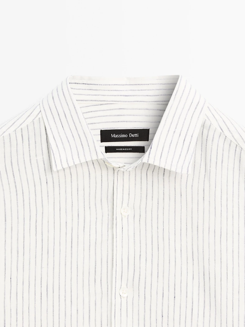 Chemise slim à rayures en lin