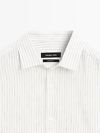 Chemise slim à rayures en lin