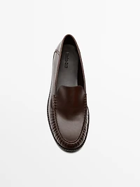 Mocassins en cuir froncé