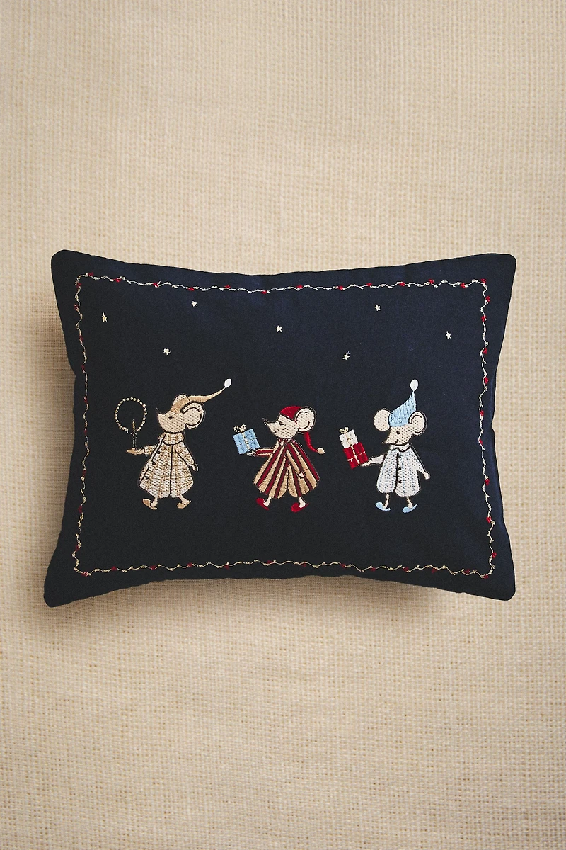 CHILDREN'S CHRISTMAS MOUSE THROW PILLOW COVER