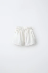 SHORT BRODÉ FLEURS AVEC COTON ET LIN