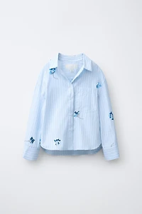 CHEMISE ET TOP RAYURES FLEURS PAILLETTES