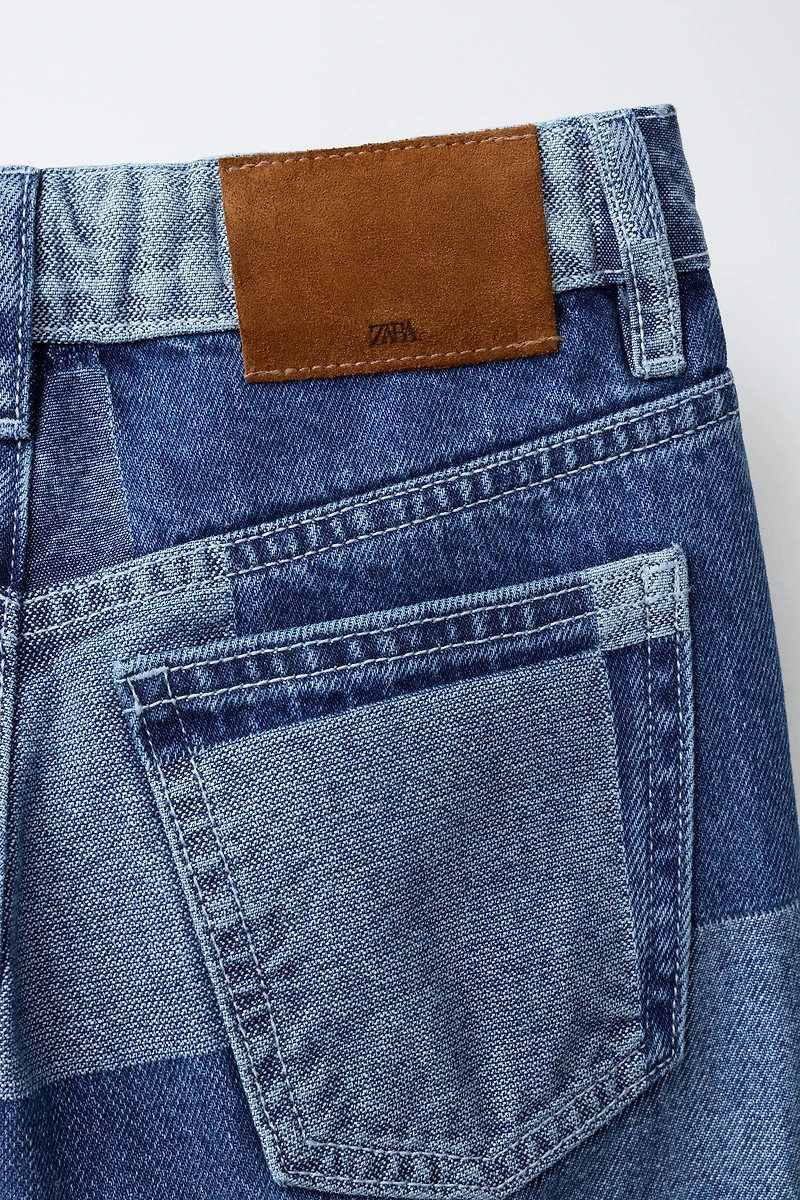 PATCHWORK WIDE LEG JEANS
