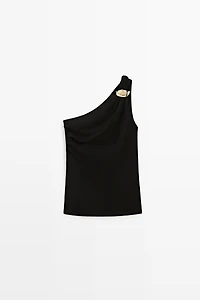 Asymmetric top with metal detail