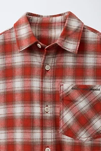 PLAID SHIRT WITH EMBROIDERED TEXT