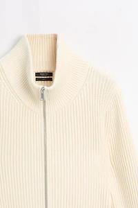 100% cotton purl knit cardigan
