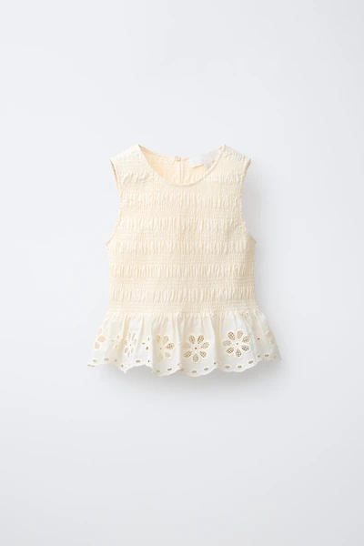 SCHIFFLY ELASTICIZED TOP