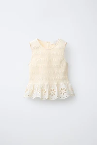 SCHIFFLY ELASTICIZED TOP