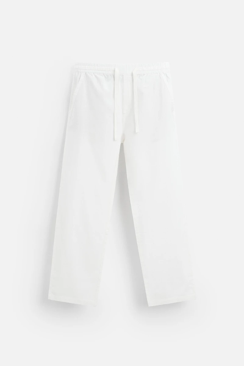 RELAXED FIT COTTON LINEN PANTS