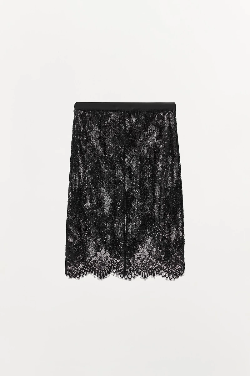 SEQUIN LACE COMBINATION SKIRT