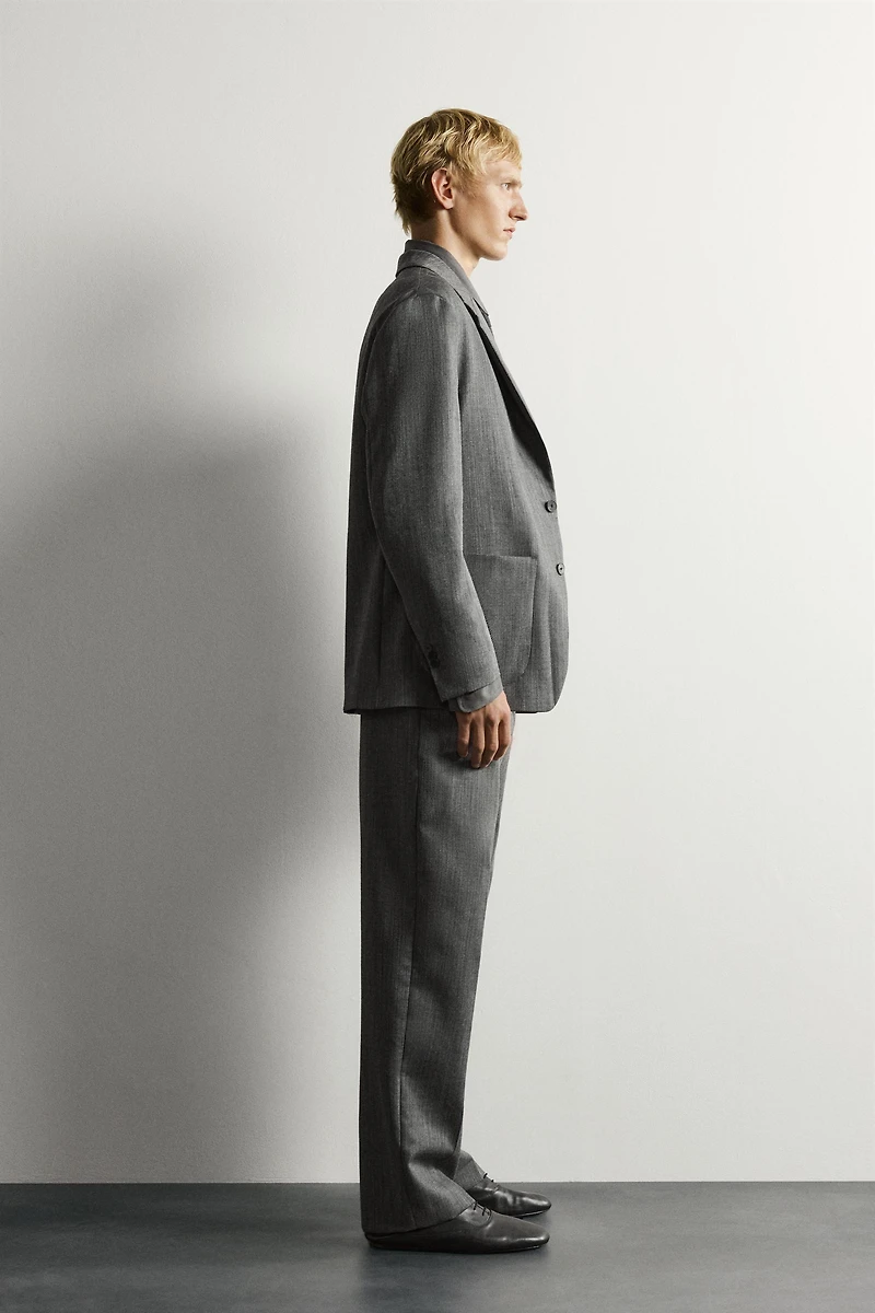 100% WOOL RELAXED FIT SUIT PANTS