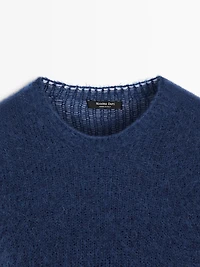 Short sleeve knit alpaca blend sweater