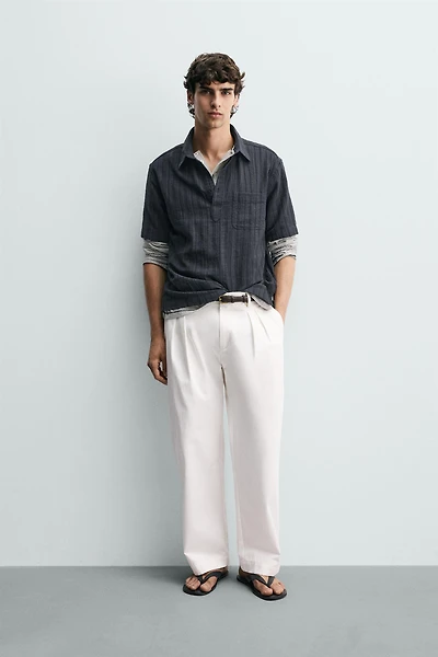 TEXTURED STRIPED POLO SHIRT