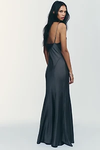 SATIN EFFECT LONG DRESS