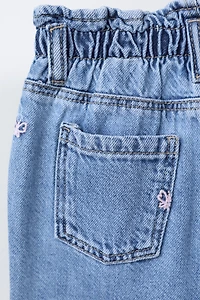 EMBROIDERED BUTTERFLY WIDE LEG JEANS