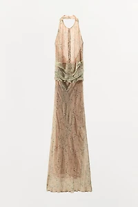 FLORAL PRINT HALTER DRESS