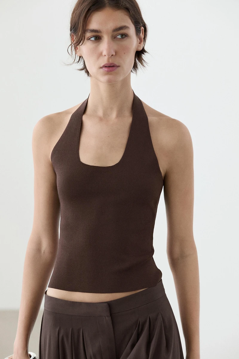 Fitted knit halter top