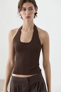 Fitted knit halter top
