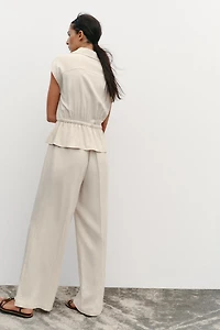 LINEN TWO-PIECE EFFECT JUMPSUIT