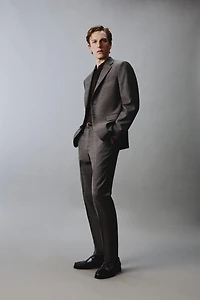 100% WOOL PLAID SUIT BLAZER