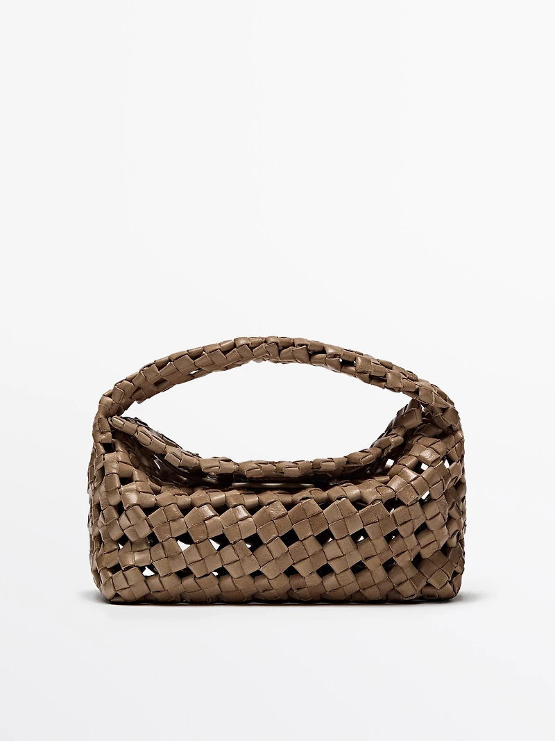 Mini-sac tressé en cuir nappa