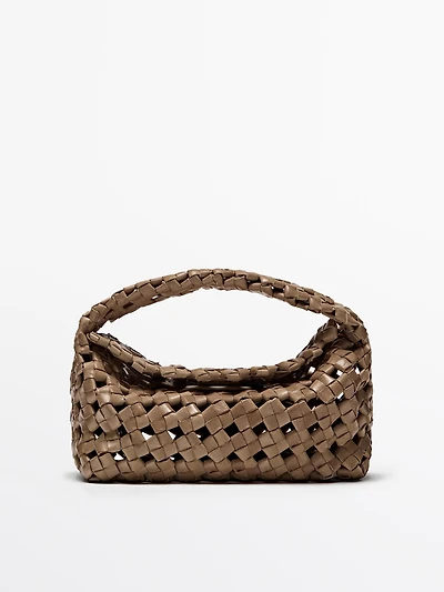 Mini-sac tressé en cuir nappa