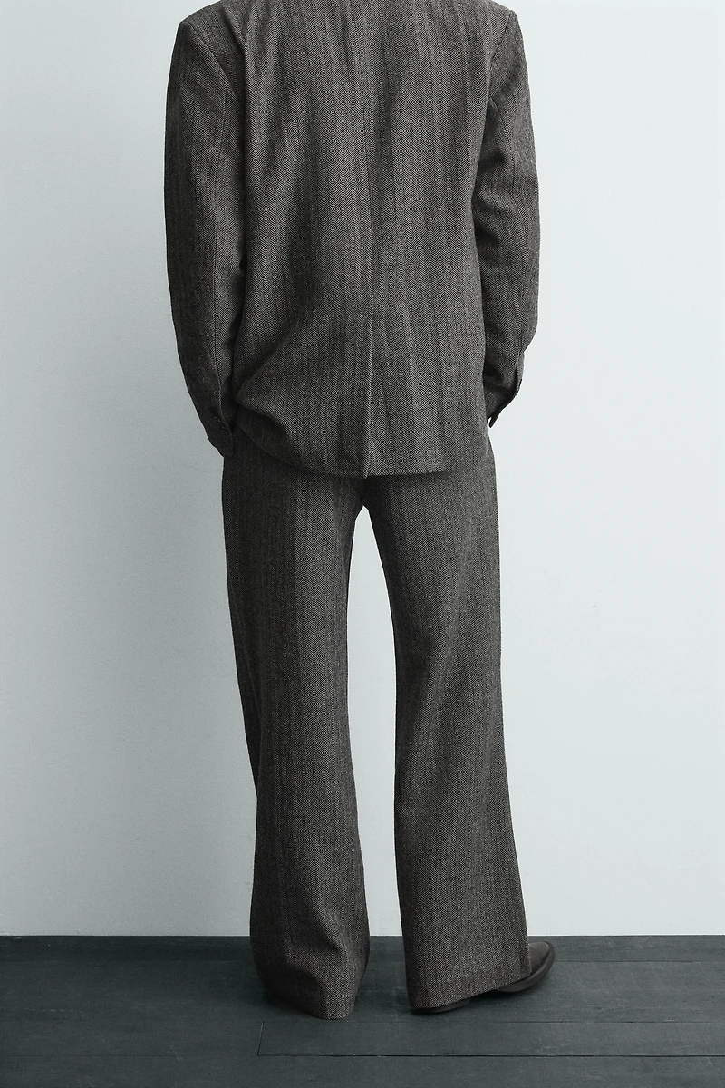 PANTALON DE COSTUME STRUCTURÉ À CHEVRONS AVEC LAINE