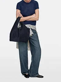 Medium split leather shopper bag