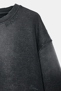 WASHED EFFECT RIPPED SWEATSHIRT
