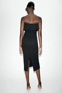 RUFFLED KNIT MIDI DRESS