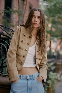 FAUX SUEDE FROG FASTENING JACKET