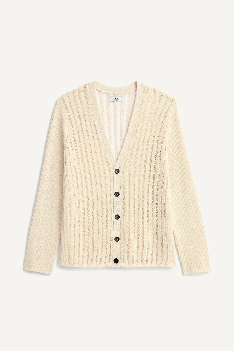 OPENWORK TEXTURED CARDIGAN