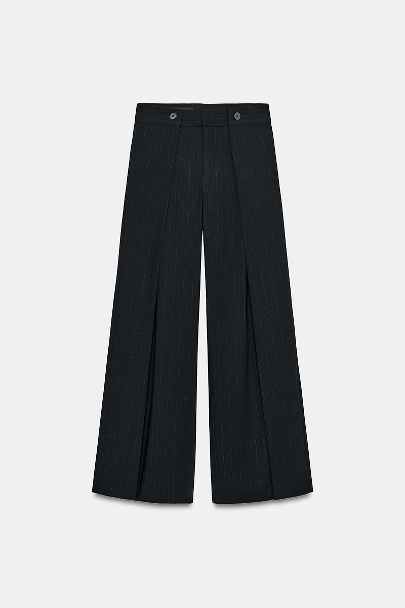 PINSTRIPE PLEATED PANTS
