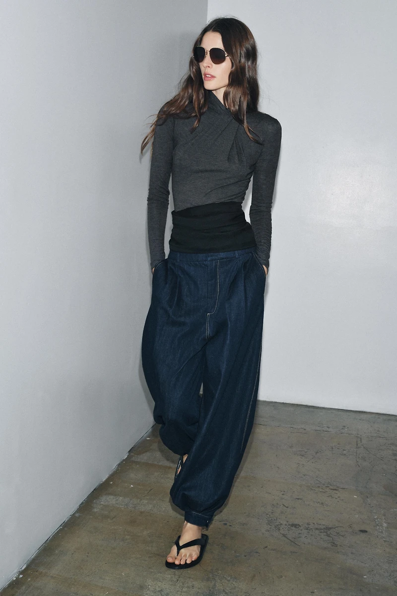 DRAPED FRONT T-SHIRT