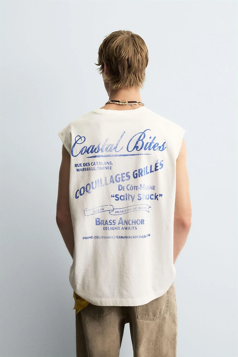 T-SHIRT DÉBARDEUR IMPRIMÉ DÉLAVÉ