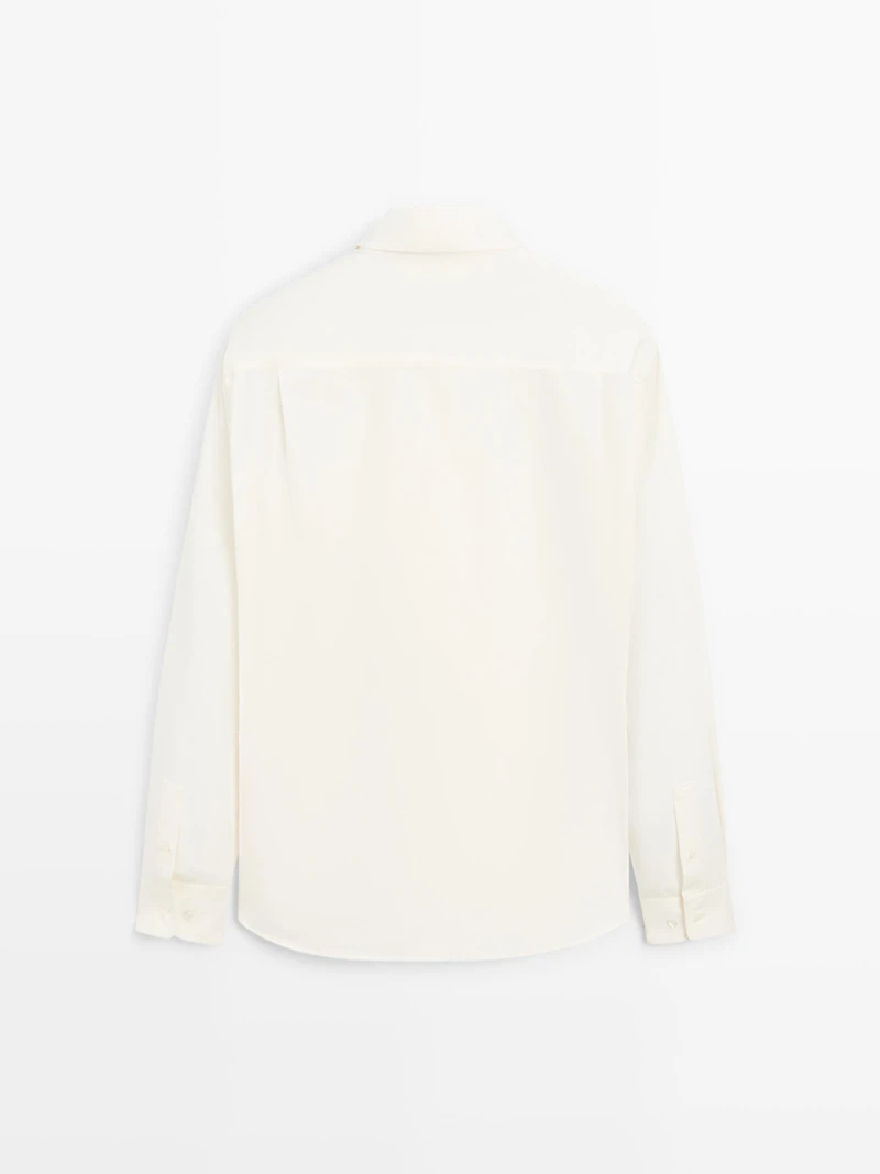 Regular fit cotton blend shirt