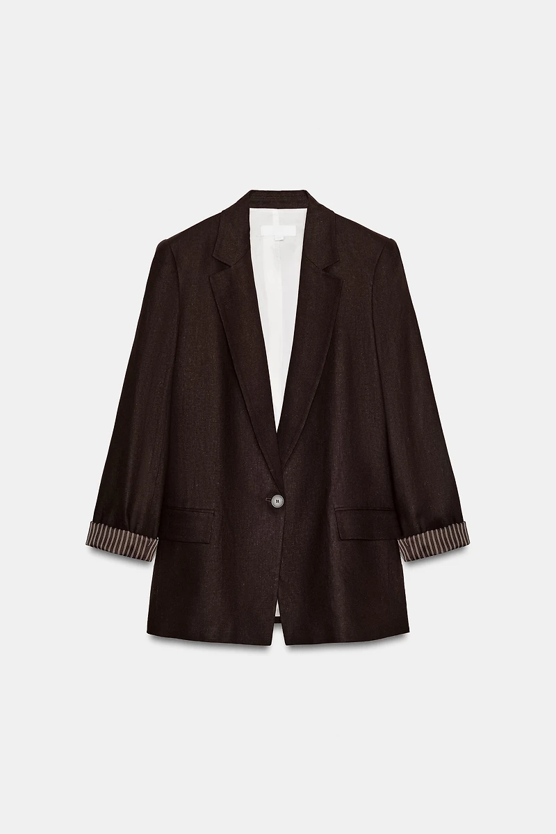 LINEN BLAZER WITH ROLLED SLEEVES