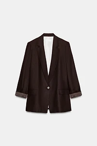 LINEN BLAZER WITH ROLLED SLEEVES