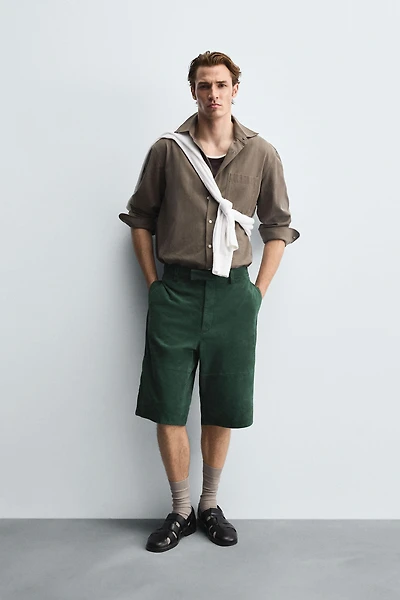 RELAXED FIT SUEDE LEATHER SHORTS