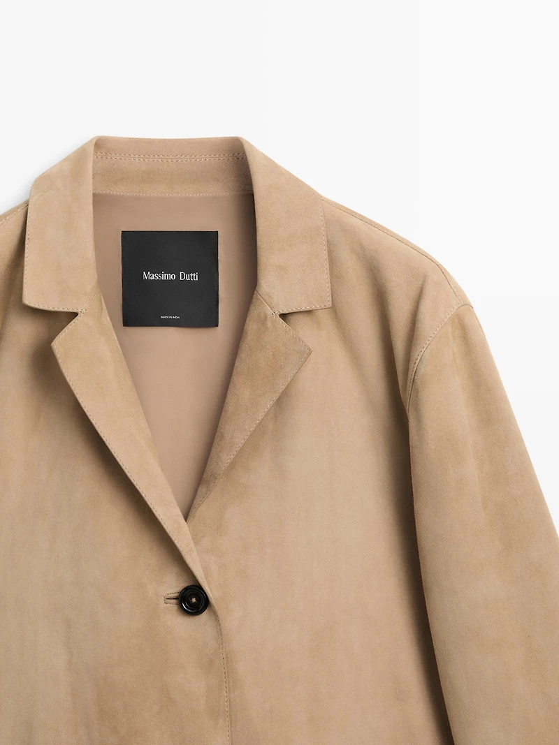Blazer 100 % cuir et daim avec poches
