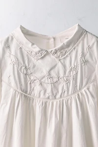 AGES 6-10/ LIMITED EDITION EMBROIDERED FLORAL POPLIN DRESS