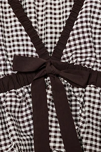 GINGHAM BALLOON TIE TOP