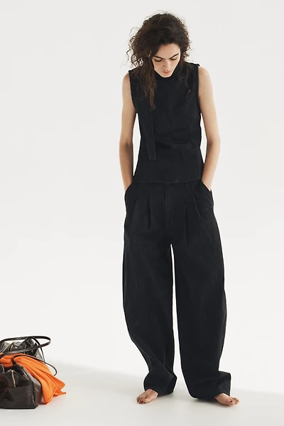 TRF DENIM HALTER TIE TOP