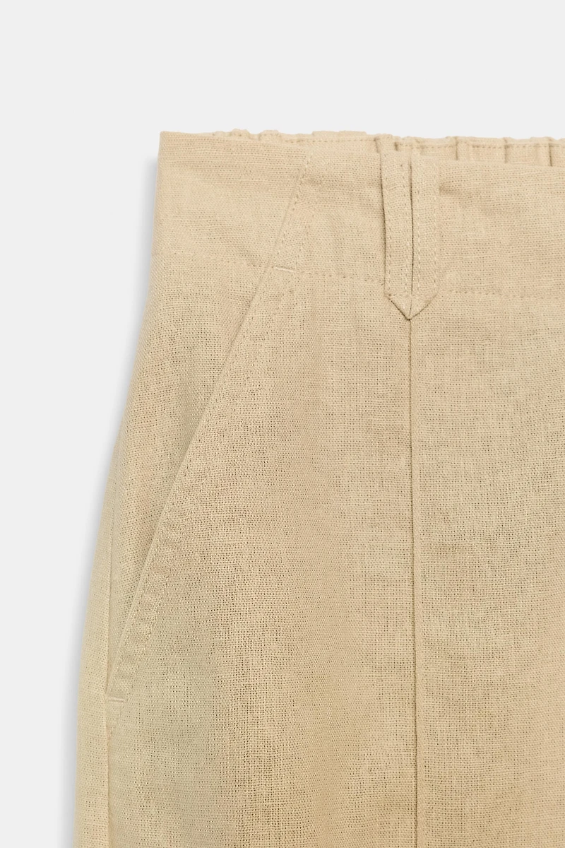 LINEN TAPERED PANTS WITH SEAM DETAIL