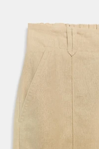 LINEN TAPERED PANTS WITH SEAM DETAIL