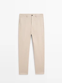 Cotton twill pants with elasticated waistband