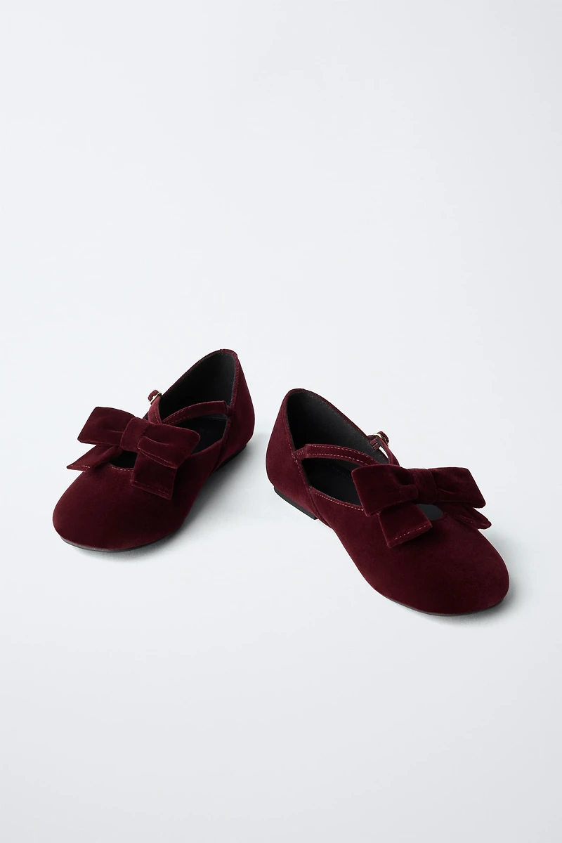 VELVET BOW BALLET FLATS