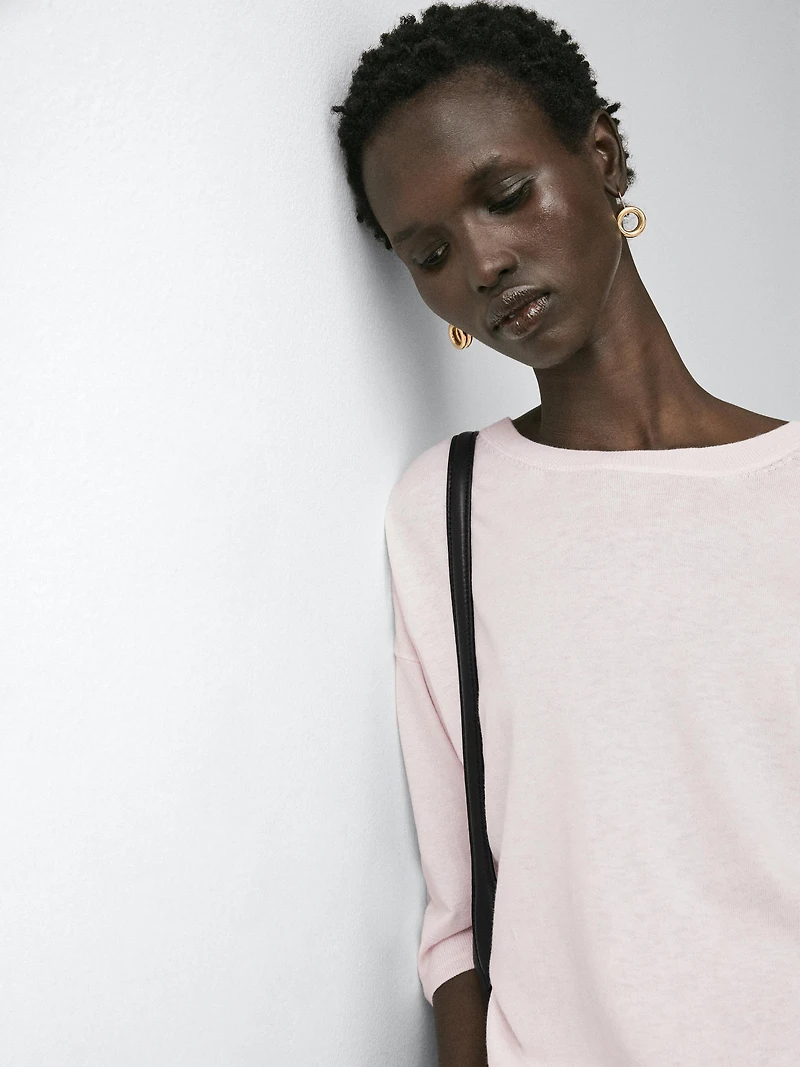 Cotton blend knit sweater