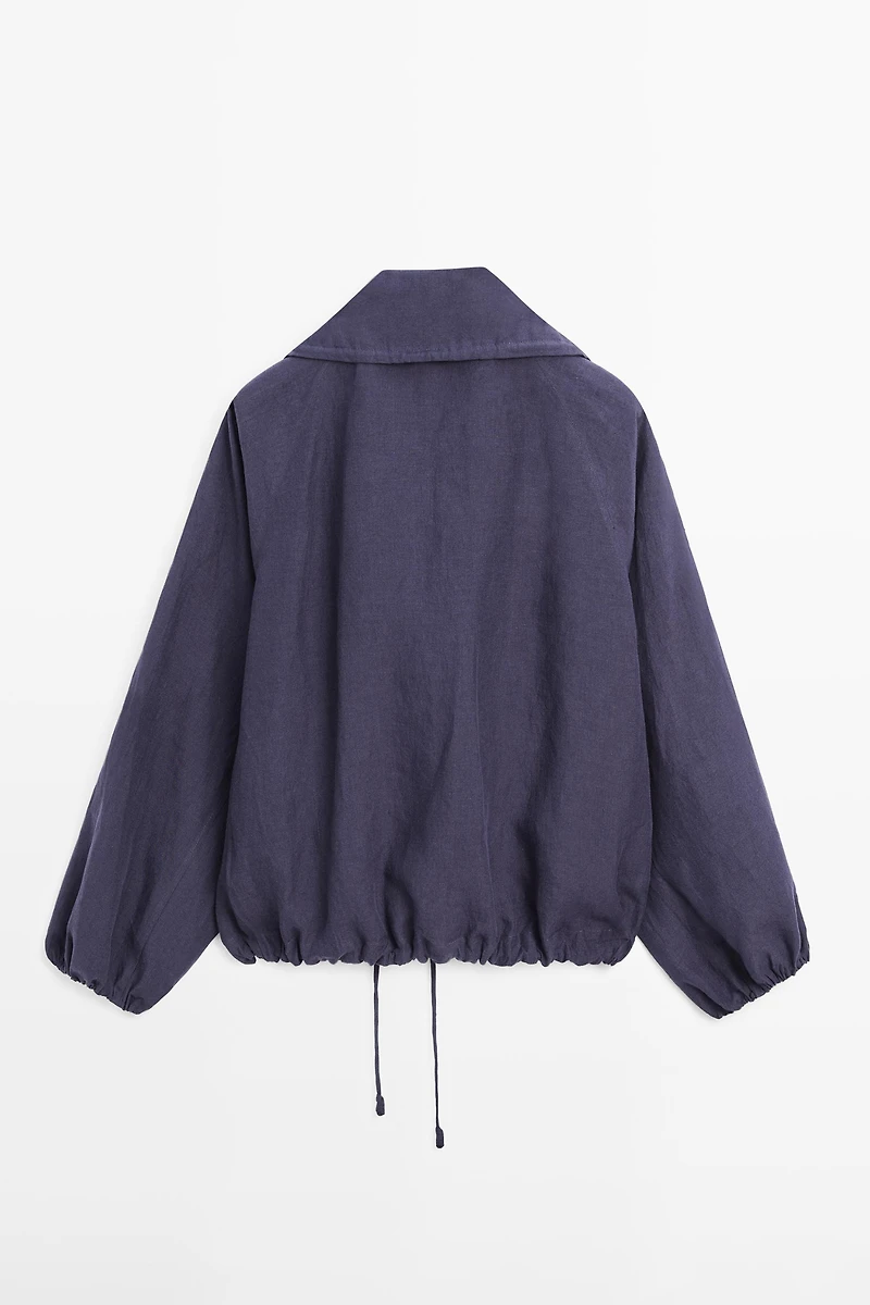100% linen bomber jacket with collar detail